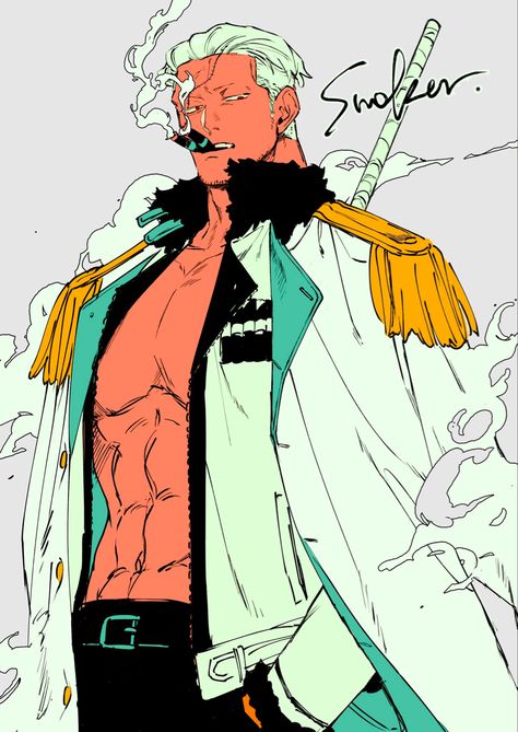 Anime: One Piece #anime #manga #art #artwork #fanart #animeart #animeboy Captain Smoker, Crocodile Fanart, One Piece Smoker, Smoker One Piece, One Piece Marine, One Piece Anime Manga, One Piece Men, One Piece Man, Hottest Anime Characters