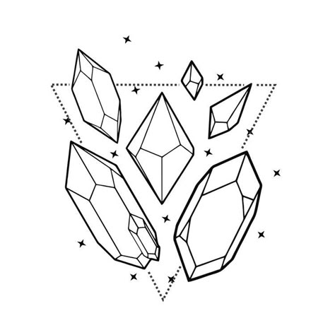 Crystals Art Drawing, Drawing Minimal, Gem Drawing, Crystal Tattoo, Crystal Drawing, Flash Art, Crystal Art, Bullet Journal Ideas Pages, Book Of Shadows