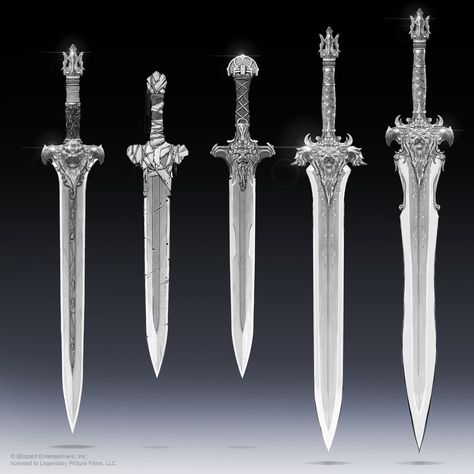 ArtStation - Warcraft Movie Props and sketches, Steve Hui Fantasy Claymore Swords, Warcraft Film, Fantasy Swords, Magic Armor, Warcraft Movie, Second Brain, Types Of Swords, 3d Building, Cool Swords