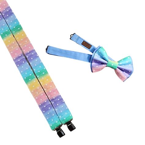 Rainbow Suspenders, Suspenders And Bow Tie, Rainbow Leopard Print, Easter Fashion, Tie Bow Tie, Formal Dance, Rainbow Wedding, Suspenders Set, Rainbow Leopard