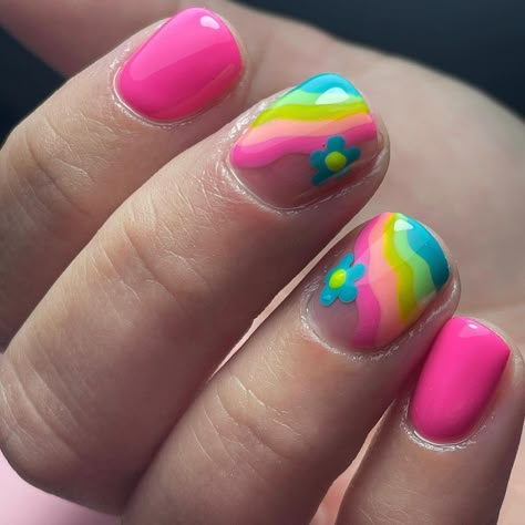 Cute Kids Nails, Nail Designs Toenails, Nail Art Stripes, Cute Nail Colors, Magic Nails, Art Deco Nails, Cute Simple Nails, Super Cute Nails, Diy Acrylic Nails