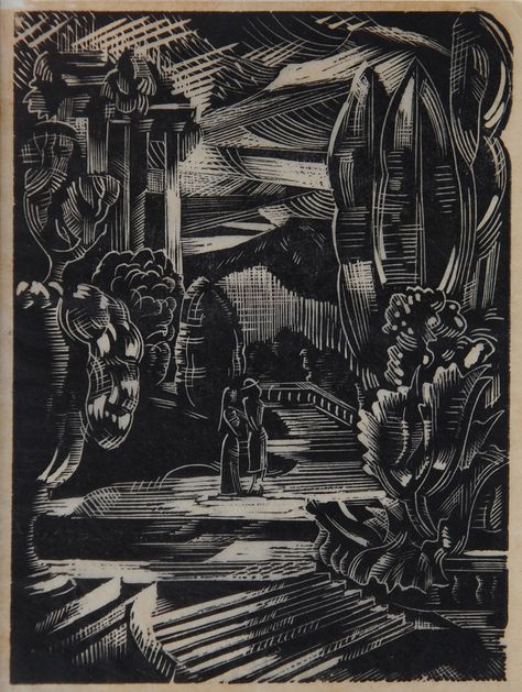 Paul Nash Untitled Woodcut Art, Al Aqsa, Relief Printing, Woodcuts Prints, Relief Print, Australian Art, The Grove, Lino Print, Linocut Prints