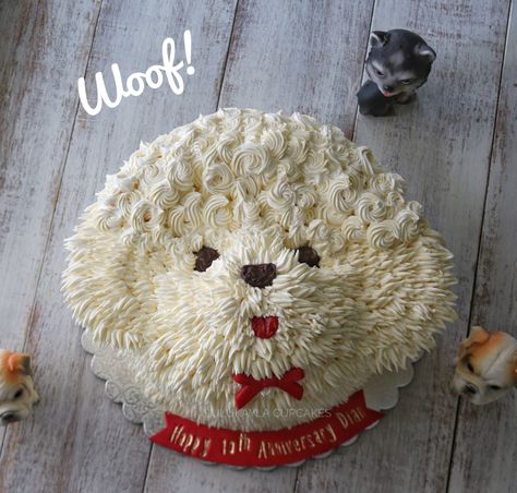 Birthday Cake Korean, Cake Korean, Best Cake Ever, Korean Cake, Buttercream Cake Decorating, Dog Birthday Cake, Dog Cake, Food Crafts, Dog Pin