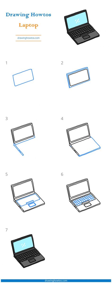 How to Draw a Laptop - Step by Step Easy Drawing Guides - Drawing Howtos How To Draw A Laptop, Laptop Drawing Easy, Laptop Drawing, Easy Cartoon Drawings, Sharpie Markers, Gadgets Technology Awesome, Electronics Mini Projects, Guided Drawing, Art Style Inspiration