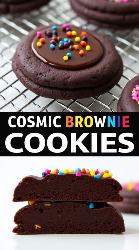 Craving the ultimate sweet treat? These Fudgy Cosmic Brownie Cookies are here to satisfy all your chocolate cravings! With rich, fudgy texture, gooey chocolate chunks, and a sprinkle of rainbow candy gems, every bite feels like a trip to outer space! 🚀✨

Perfect for sharing, or just indulging on your own! 😋🍫