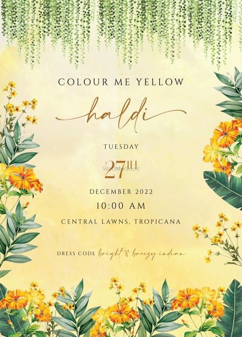 Haldi Cards Invitations, Marigold Wedding Invitation, Haldi Invitation Card Background, Haldi Invite Template, Mehandi Invitation Card, Haldi Wedding Invitation, Haldi Invitation Card Template, Floral Wedding Invitations Template, Haldi Ceremony Invitation Card