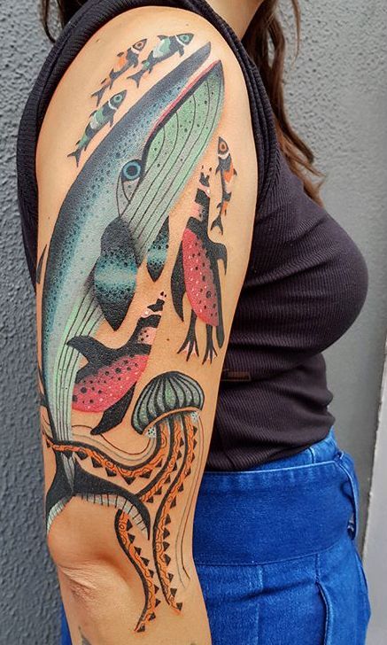 Maori Tattoo Frau, Hai Tattoo, Tattoo Wave, Whale Tattoo, Whale Tattoos, Ocean Tattoos, Geniale Tattoos, Fish Tattoo, 1 Tattoo