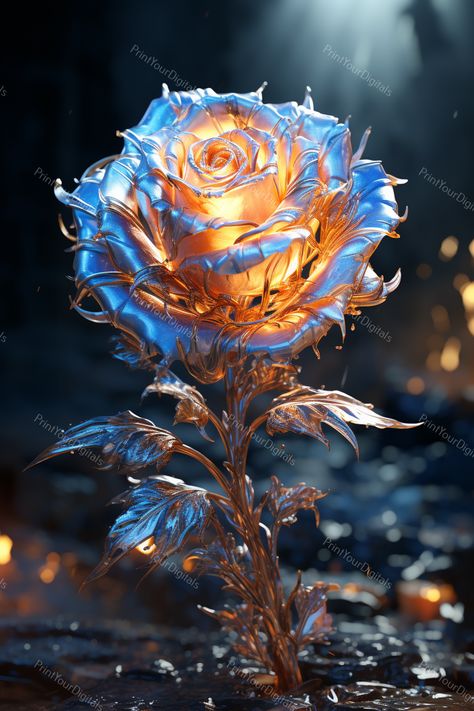 Fire Roses, Fire And Ice Roses, Fire Rose, Ice Rose, Blue Roses Wallpaper, Purple Fire, Ice And Fire, Art Animation, Lovely Flowers Wallpaper