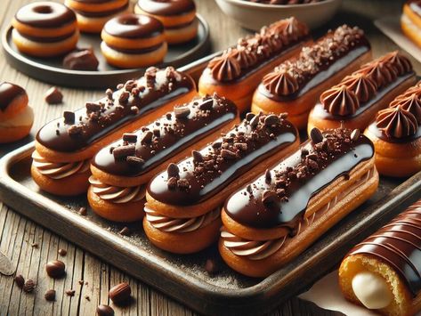 Pastry Perfection: Treat Yourself to Creamy, Dreamy Chocolate Eclairs | All Things NC | NewsBreak Original Snack Chocolate, Chocolate Eclairs, One Pot Cooking, Eclair Recipe, Fluffy Biscuits, Cheddar Bay Biscuits, Cinnamon Sugar Donuts, Sugar Donut, Chocolate Eclair