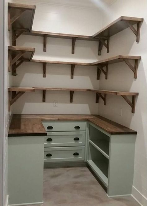 Pantry Layout, Decor Shelves, Farmhouse Pantry, Pantry Room, Pantry Remodel, Pantry Shelving, Kitchen Pantry Design, Pantry Design, Pantry Storage