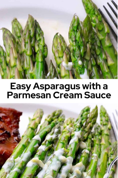 Savor the flavor of spring with our Low Carb Easy Asparagus with Parmesan Cream Sauce recipe! 🌱✨ Delightfully crisp asparagus spears are smothered in a velvety, decadent Parmesan cream sauce that's both indulgent and keto-friendly. This dish is a breeze to whip up and perfect for any occasion, from weeknight dinners to special gatherings. Enjoy a deliciously satisfying side that's low in carbs but high in flavor! Asparagus Dipping Sauce, Cheese Sauce For Asparagus, Asparagus With Sauce, Parmesan Cream Sauce Recipe, Asparagus With Cheese, Crisp Asparagus, How To Make Asparagus, Sugar Free Cake Recipes, Easy Asparagus