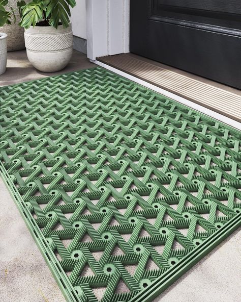 PRICES MAY VARY. Outdoor Door Mat: The DEXI door mat created with new technology, long-lasting and renewable TPE, provides comfortable feeling underfoot. Designed to be tough and sturdy with triangular patterns and hexagon drainage holes for trapping dirt, moisture and slush from outsides entrance, this well-built outdoor mat can be used as a front door mat for entryway, keeps your indoor floors clean and dry. Trap Dirt & Moisture: The outdoor welcome mat is designed with drainage holes througho Outdoor Front Door Mats, Small Outdoor Entryway Decor, Front Mat Doormats, Front Porch Rugs Outdoor, Front Porch Mats Doormats, Porch Rugs Outdoor Ideas, Front Porch Rug Ideas, Front Door Rugs Outdoor, Layered Front Door Mats