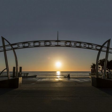 Sunrise at the famous Surfers Paradise sign #thisisqueensland #surfersparadise #goldcoast #visitqueensland #travel Surfers Paradise Sign, Famous Surfers, Grad Trip, Australian Travel, Surfers Paradise, New Chapter, Gold Coast, Queensland, Sunrise Sunset