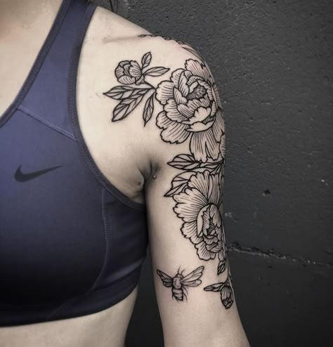 Outside Bicep Tattoos For Women, Goth Floral Tattoo, Floral Half Sleeve Tattoo Upper Arm, Goth Tattoo Sleeve, Gothic Flowers Tattoo, Gothic Flower Tattoo, Gothic Floral Tattoo, Half Sleeve Flower Tattoo, Half Sleeve Tattoo Upper Arm