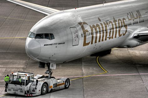 Boeing 777 300, Flat Color Palette, Towing Service, Airplane Photography, Boeing 777, International Airport, Black Backgrounds, Aircraft