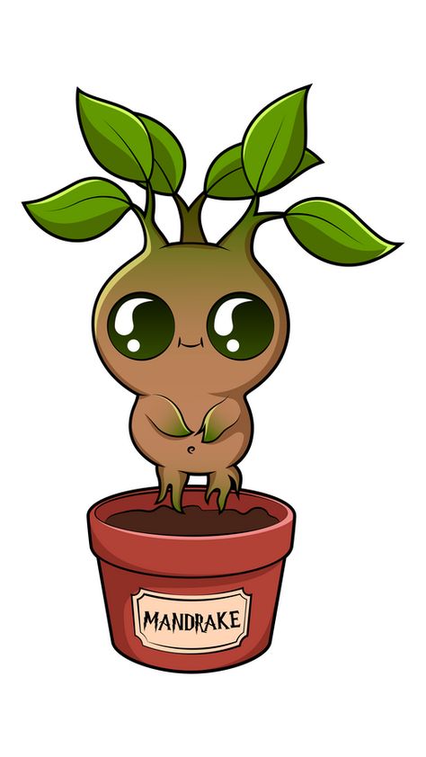 This beautiful plant with big eyes is called Mandrake and is not only very cute but also magical and sentient. The Harry Potter sticker with Сute Mandrake!. Harry Potter Mandrake Drawing, Cute Drawings Harry Potter, Cute Mandrake Drawing, Mandrake Drawing, Line Art Harry Potter, Kawaii Harry Potter, Mandrake Tattoo Harry Potter, Mandrake Art, Mandrakes Harry Potter