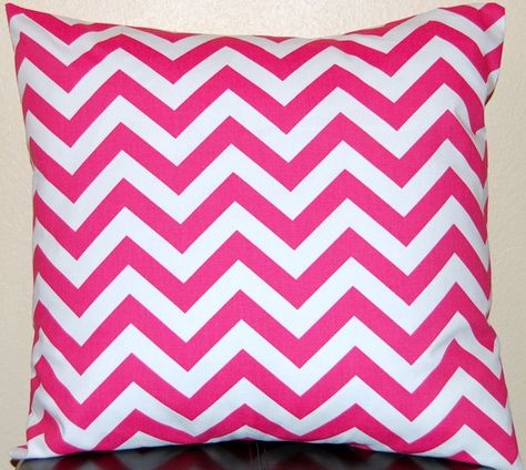 Pink Zig Zag Chevron Print Pillow Hot Pink Throw Pillows, Orange Nursery, Pretty Pillows, Mermaid Bedroom, Haute House, Chevron Pillows, Pink Pillow, Pink Throw Pillows, Girly Room