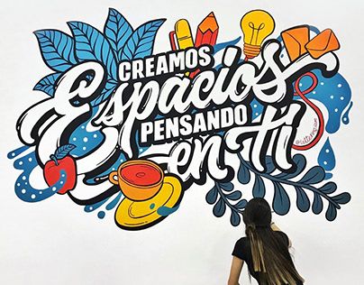 Mural Cafe, School Murals, Hand Lettering Inspiration, Colorful Murals, Wall Painting Decor, Graffiti Murals, Wall Drawing, Murals Street Art, Graffiti Wall Art