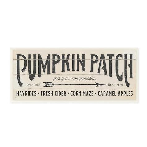 Stupell Industries Pumpkin Patch Fall Autumn Seasonal Word Design,7" x 17" Holiday Word, Pumpkin Patch Sign, Holiday Words, Rustic Pumpkin, Texture Graphic Design, Fall Art, Wall Art Plaques, Word Design, Wood Home Decor