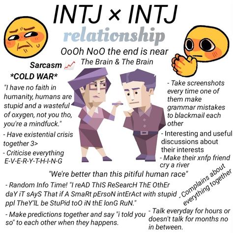 MBTIs Ships
intj × intj
intj & intj
#mbti #mbtiships #intj×intj #mbtirelationship #intjrelationships #memes #16personalities #intj #intjpersonality #mbtimemes #thinkers #analyses #NT #NTs #mbtimeme
#entj #entp #infj #intj #infp #enfp #enfj #istp #estp #estj #istj #isfj #isfp Which Type Of Intj Are You, Intj Female Avatar, Intj And Intj Relationship, Intj In Relationships, Entj Intj Relationship, Intj Ships Fanart, Intj And Entp Fanart, Entp X Intj Relationship Fanart, Intj And Intp Relationships