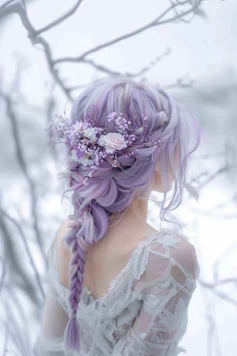 Frostreed lavender braid winter hair color Princess Hair Color, Hair Color For Pale Skin And Blue Eyes, Fairy Hair Color, Icy Hair, Pale Skin Hair Color, Winter Hair Trends, Warm Hair Color, Winter Hair Colors, Winter Hair Color Ideas