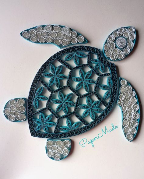 Quilling Ideas Animals, Quilling Ocean, Quilled Turtle, Quilling Turtle, Paper Coiling, Paper Quilling Animals, Paper Quilling Ideas, Paper Turtle, Quiling Paper Art