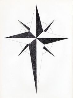 North Star Drawing, North Star Tattoos, Tattoo Mafia, Geometric Compass, Polaris Star, Star Drawing, Xmas Drawing, Tile Artwork, Nautical Star