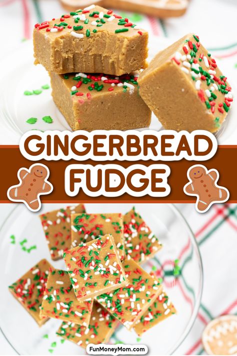 Easy Christmas Confections, Easy Baking Recipes For Christmas, Winter Fudge Recipes, Dr Pepper Fudge, Fudge For Christmas, Gingerbread Fudge Recipes, Easy Fudge Recipe Christmas, Thanksgiving Fun Food Ideas, Unique Christmas Food