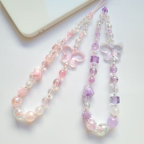 IamKeeyomee - Etsy Canada Phone Handle Beads, Phone Charms Aesthetic Purple, Phone Charm Purple, Purple Phone Strap, Pink Phone Strap, Cute Phone Strap, Phone Strap Ideas, Purple Keychains, Phone Strap Kpop