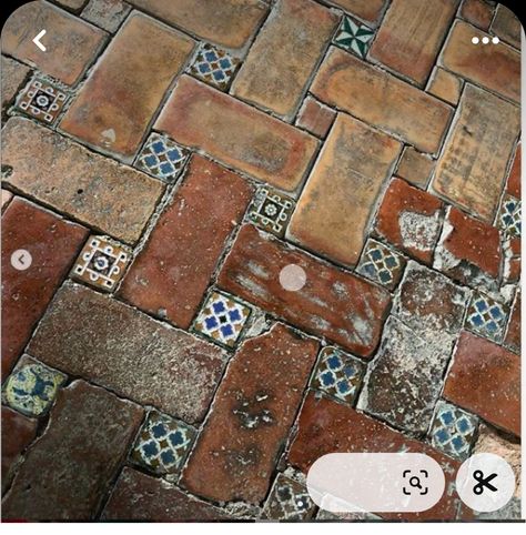 Path Tiles Walkways, Patio Pavers Patterns, Tile Pathway Garden, Brick And Tile Patio, Brick Mosaic, Brick Floor, Brick Path, Brick Flooring, Brick Patios