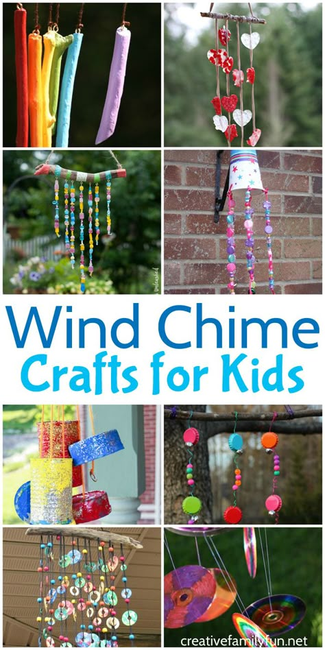 Decorate your outdoor spaces with one of these beautiful and colorful Wind Chime Crafts for Kids. Many of these crafts use recycled materials and are easy to make. Useful Crafts, Recycling For Kids, Wind Chimes Homemade, Recycled Crafts Kids, Wind Chimes Craft, Outdoor Crafts, Easy Arts And Crafts, Camping Crafts, Recycled Crafts