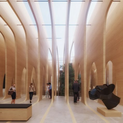 3GATTI's museum proposal in finland aims to be a landmark with its giant wooden blades Garden Light Post, Museum Proposal, Museum Architect, Tampere Finland, Galleries Architecture, Architect Magazine, Light Post, Museum Design, Timber Buildings