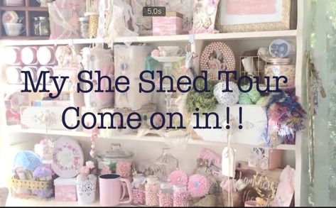 Shabby Chic She Shed Interior, Shed Craft Room, She Shed Craft Room Ideas, Small She Shed, Shabby Chic She Shed, Tiny She Shed, She Shed Craft Room, French Country Crafts, Shabby Chic Craft Room