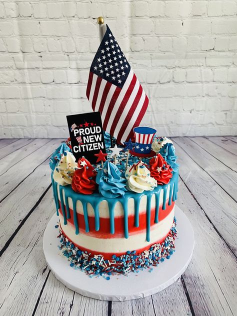 American Cakes Ideas, Us Citizenship Party Ideas, Veterans Day Cake, America Birthday Cake, American Flag Birthday Cake, Patriotic Birthday Cake, Usa Birthday Cake, Oreo Parfait, Usa Cake