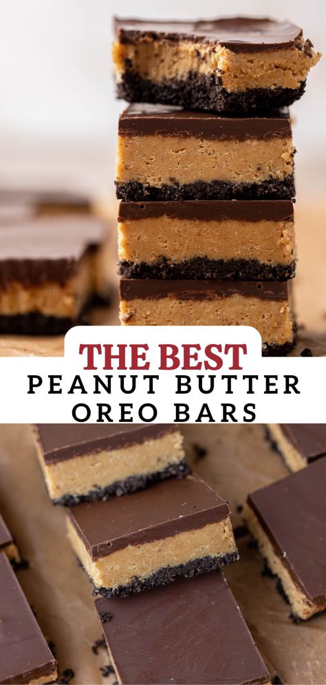 No Bake Chocolate Peanut Butter Oreo Dessert, Oreo Deserts No Bake, Gluten Free Oreo Dessert, No Bake Desserts Quick Easy Recipes, Peanut Butter Oreo Bars, Simple No Bake Desserts, Pb Cake, Peanut Butter Oreo Dessert, No Bake Peanut Butter Bars