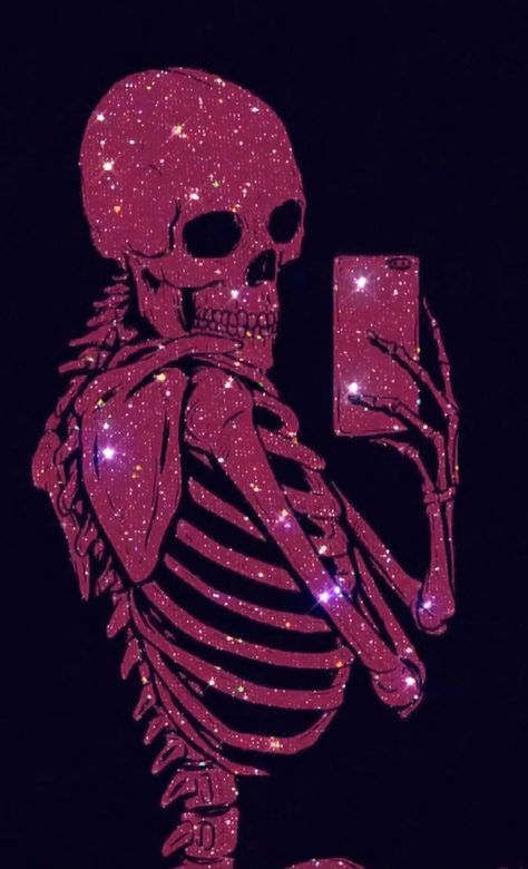 Skeleton, Glitter, Pink