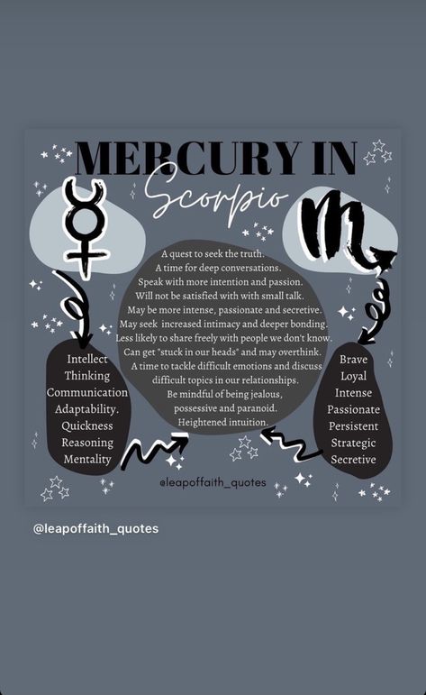 Mercury Scorpio, Astrology 101, Moon In Capricorn, Mercury Sign, Moon Rituals, Spiritual Things, Astrology Planets, Capricorn Moon, Deeper Conversation