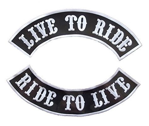 LIVE TO RIDE, RIDE TO ROCKERS PTCHES BACK PATCHES SET FOR BIKER MOTORCYCLE VEST $ 17.99 http://www.kcmcwarehouse.com/products/live-to-ride-ride-to-rockers-ptches-back-patches-set-for-biker-motorcycle-vest Harley Rocker, Sew Patches, Motorcycle Patches, Motorcycle Gang, Ith Designs, Motorcycle Logo, Motorcycle Quotes, Motorcycle Vest, Last Ride