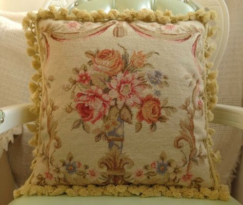 Blue Green Throw Pillows, Shabby Chic Pillows, Framed Cross Stitch, Christmas Pillowcases, Green Throw Pillows, Satin Pillowcase, Vintage Needlepoint, Floral Squares, Needlepoint Pillows