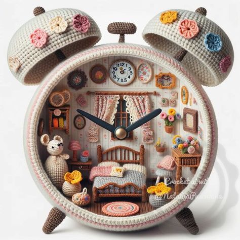 Crochet Dreams on Instagram: "🐭🕰️ Welcome to Mouse Manor! 🧀 Step into the whimsical world of crochet where mousey dreams come true! Our cozy clock-shaped house is the ultimate mouse pad, complete with tiny crochet furniture, adorable decor, and plenty of cheese… I mean, charm! 🧶✨   🌟 Hello everyone, my fellow crochet enthusiasts! 🧶  I’m excited to present to you a unique collection of crochet ideas, created using artificial intelligence. Each design in this gallery was personally generated by me to inspire new creative endeavors and demonstrate the limitless possibilities of our beloved art of crochet. 🍓🍄☂️🐣🐠  Browse, dream, and most importantly - share your thoughts. Your suggestions and opinions are very valuable: let me know which of these ideas you would like to bring to life Crochet Furniture, Tiny Crochet, Crochet Fairy, Crochet Dolls Free Patterns, Crochet Mouse, Crochet Decoration, Handmade Kids, Fun Crochet Projects, Crochet Flower Patterns