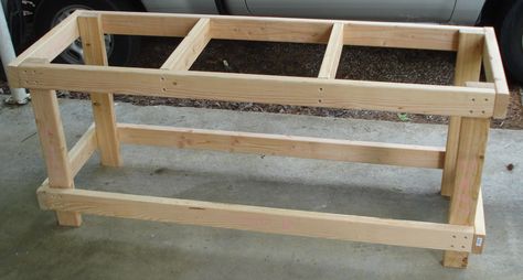 Frame for Bench, adding castors? 2x4 Workbench Plans, L Shaped Patio, Ultimate Workbench, Simple Workbench, Simple Workbench Plans, Woodworking Plans Pdf, Bar Plans, Bank Design, Simple Woodworking Plans