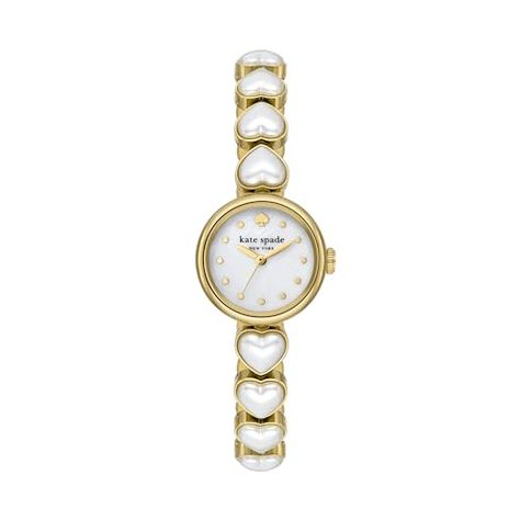 Kate Spade New York Women's Monroe Quartz Stainless Steel and Heart Pearl Three-Hand Watch, Color: Gold/Pearl (Model: KSW1815) Hand Watch, Women's Watch, Wrist Watches, Gold Pearl, Steel Bracelet, Kate Spade New York, Pearl Bracelet, Stainless Steel Bracelet, Watch Design