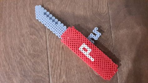 Perler Bead 3D Pocket Knife Knife Perler Beads, Perler 3d, 3d Pocket, 3d Perler Bead, Paracord Beads, Perler Crafts, Iron Beads, Beading Tools, Perler Beads Designs