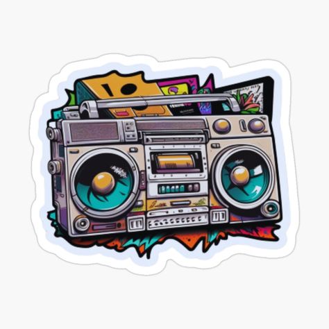 Get my art printed on awesome products. Support me at Redbubble #RBandME: https://www.redbubble.com/i/sticker/cartoon-boombox-by-dygo1986/144914503.EJUG5?asc=u Boombox Tattoo, Boombox Drawing, Boombox Art, Boombox Design, Css Programming, Portable Music Player, Sticker Cartoon, Ink Well, Tattoo Sleeves