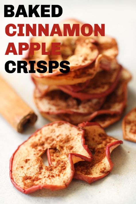 These Baked Cinnamon Apple Crisps are the perfect healthy snack to help satisfy your sweet tooth. They are full of sweet and delicious flavor, without any added sugar. You will love these. Apple Crisps Recipe, Healthy Apple Chips, Baked Apple Chips, Cinnamon Apple Chips Baked, Oven Baked Apple, Crisps Recipe, Apple Crisps, Dehydrated Apples, Cinnamon Apple Chips