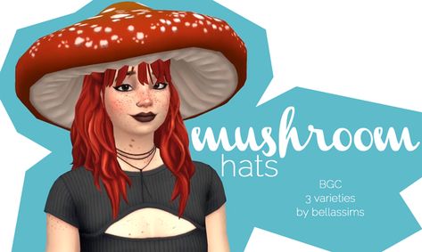 Mushroom Hats | Bellassims on Patreon Sims 4 Mushroom Cc, Sims 4 Mushroom, Mushroom Hats, Los Sims 4 Mods, Cc Hats, Sims 4 Anime, Sims 4 Mm Cc, Sims 4 Expansions, Mushroom Hat