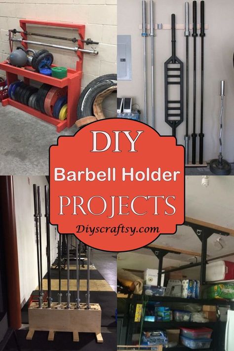 15 DIY Barbell Holder Projects Workout Space At Home, Diy Fitness Equipment, Diy Dumbbell, Home Gym Diy, Garage Gym Diy, Diy Exercise Equipment, Gym Organizer, Diy Gym Equipment, Dumbbell Storage