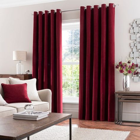 Maroon Curtains, Lounge Curtains, Curtains Dunelm, Elegant Wine, Catherine Lansfield, Plain Curtains, Eyelet Curtains, Curtain Sizes, Raspberry Red