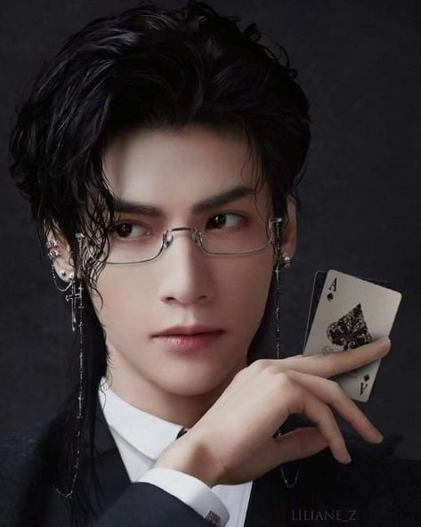 Holding Cards Pose Reference, Anime Haircut, Long White Hair, Leo Luo, Male Pose Reference, Asian Man, Most Handsome Actors, Beach Photography Poses, Front Hair Styles