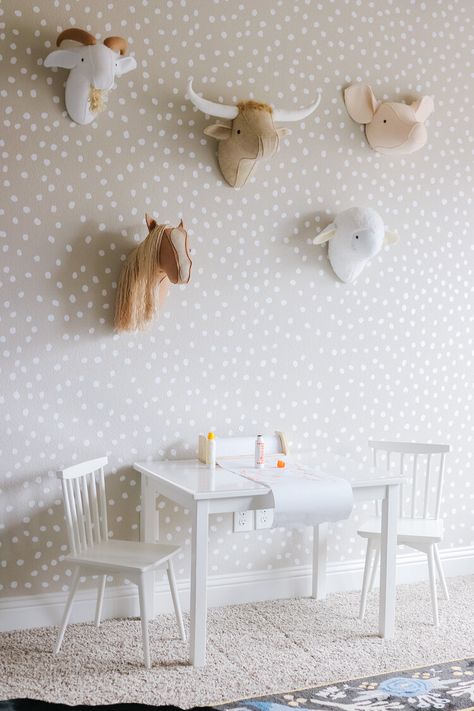 Cozy Living Room Decor Ideas, Neutral Playroom, Decals Wallpaper, Cozy Living Room Decor, Peel And Stick Wall Decals, Modern Playroom, Playroom Wallpaper, Dot Stickers, Cozy Spaces